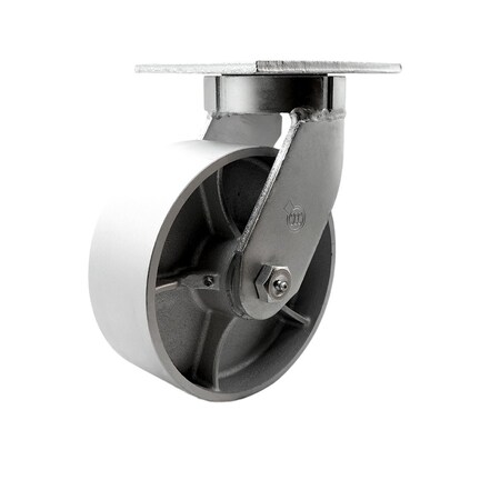 Service Caster 8'' Heavy Duty Red Semi Steel Cast Iron Wheel Swivel Caster with Swivel Lock CRAN-SCC-KP92S830-SSR-BSL